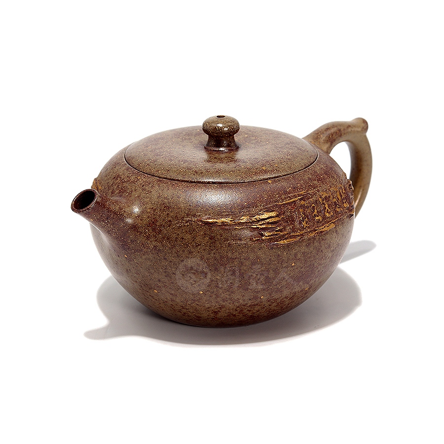 禅悟壶(薄胎柴烧描金)