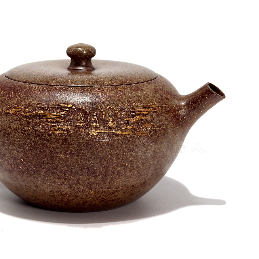 禅悟壶(薄胎柴烧描金)