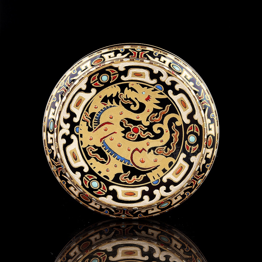 盖置·金错银乌金釉点彩