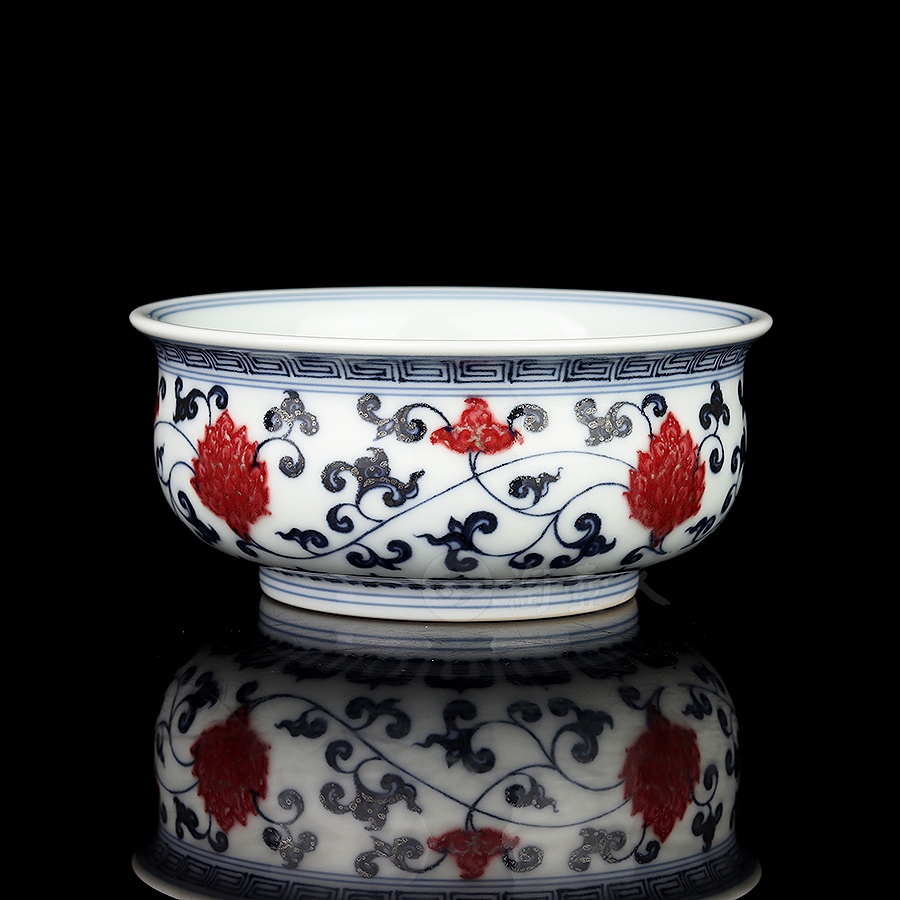 炉式杯·青花釉里红缠枝莲