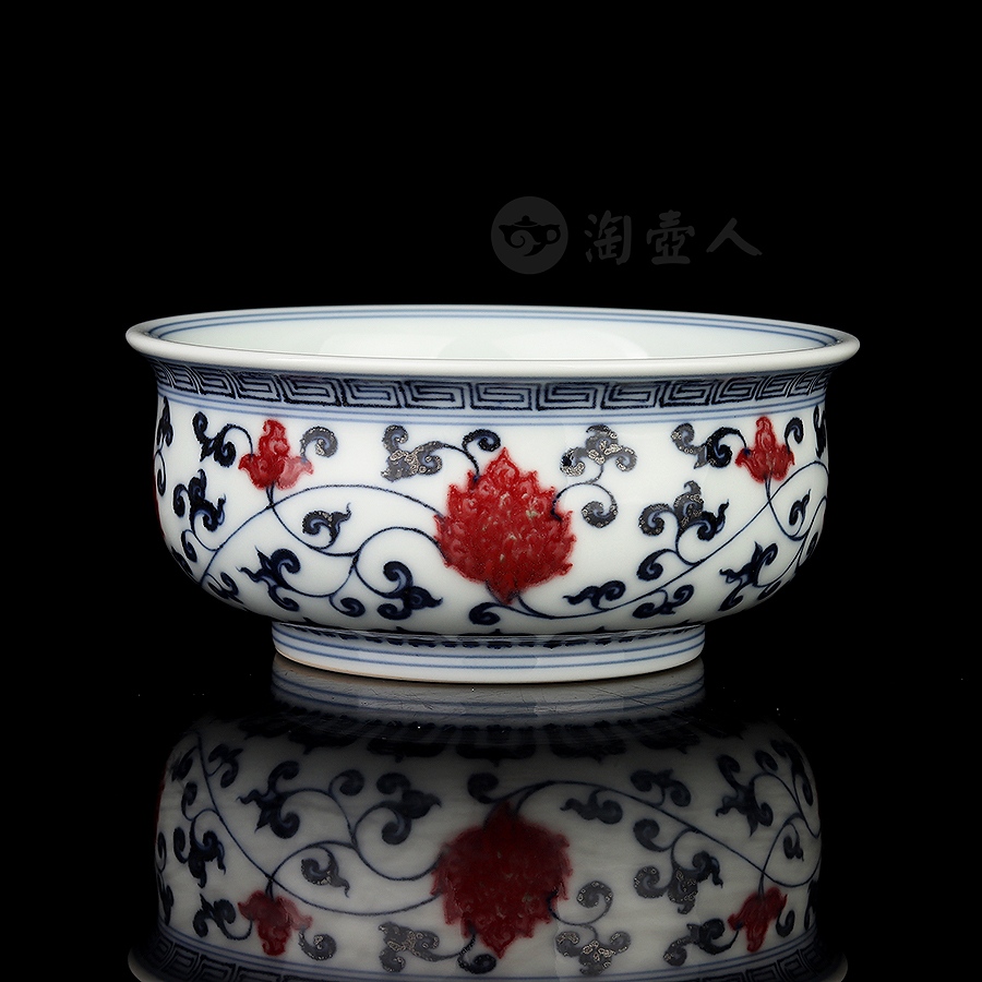 炉式杯·青花釉里红缠枝莲