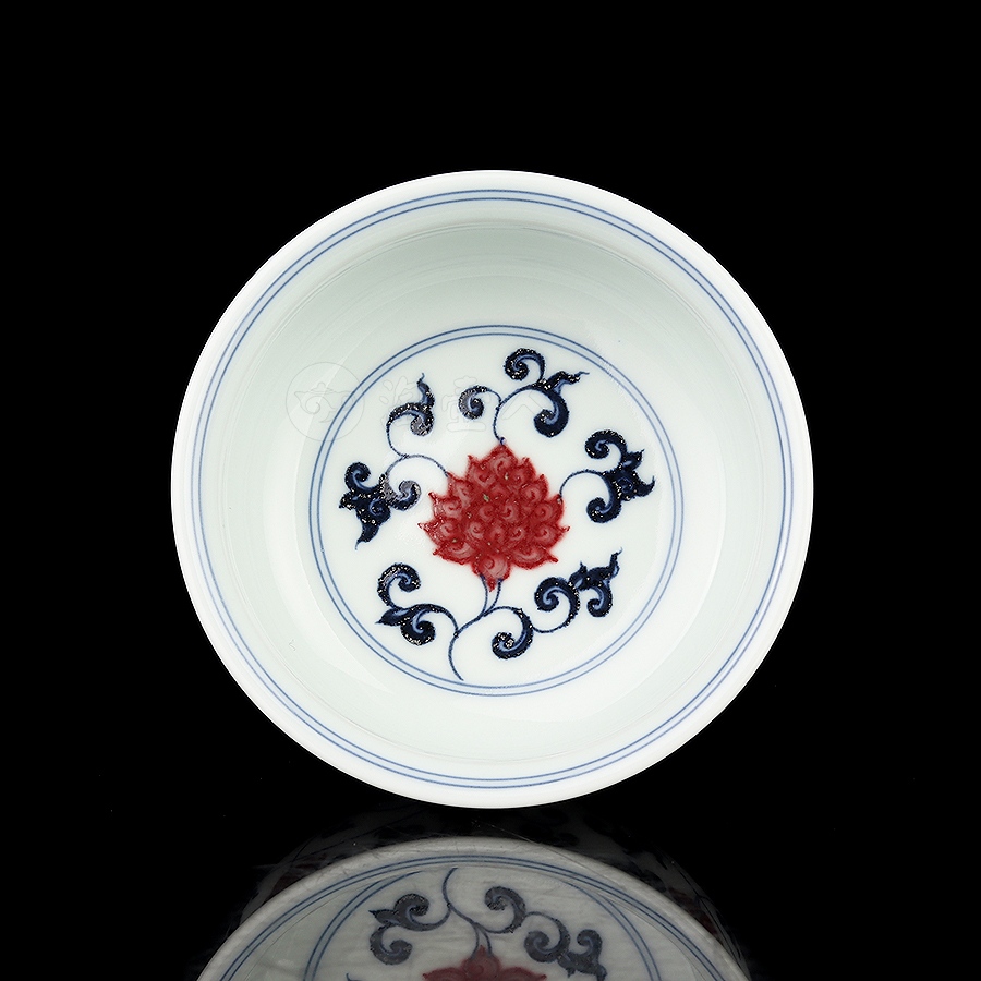 炉式杯·青花釉里红缠枝莲