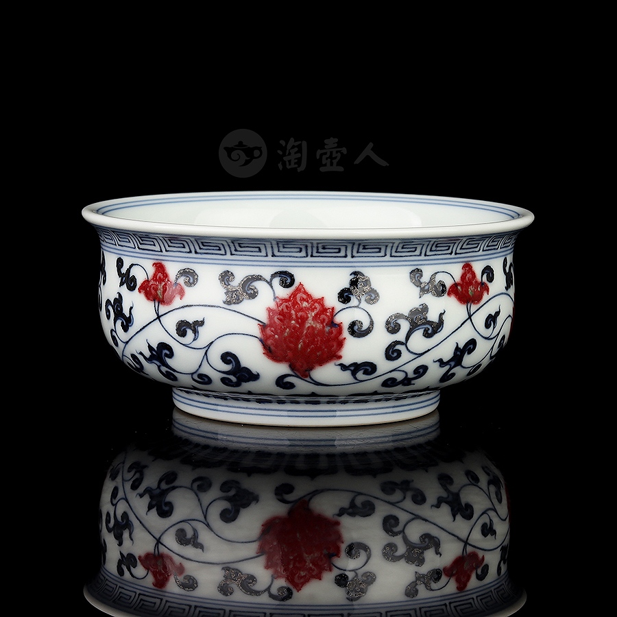 炉式杯·青花釉里红缠枝莲