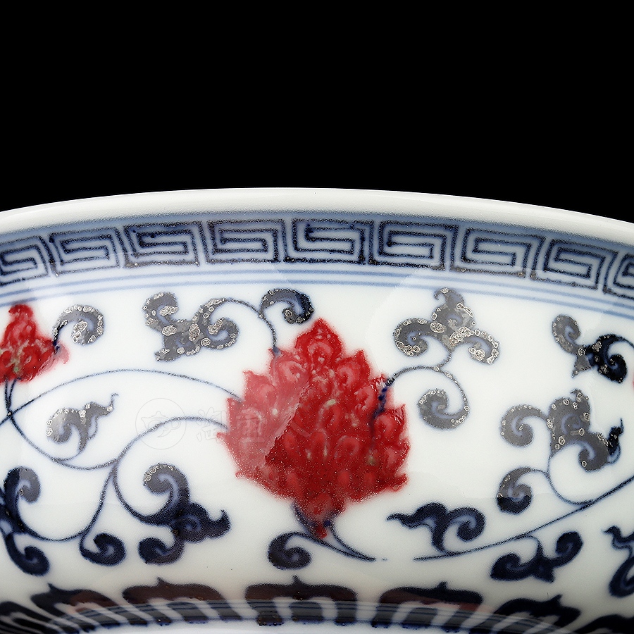 炉式杯·青花釉里红缠枝莲