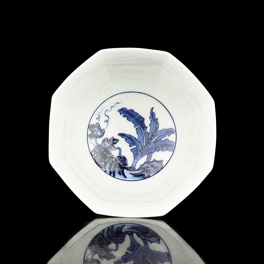 青花麒麟八方杯