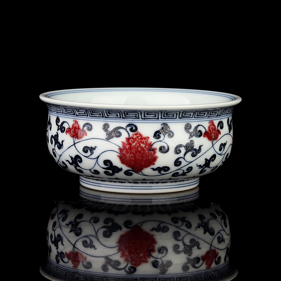 炉式杯·青花釉里红缠枝莲