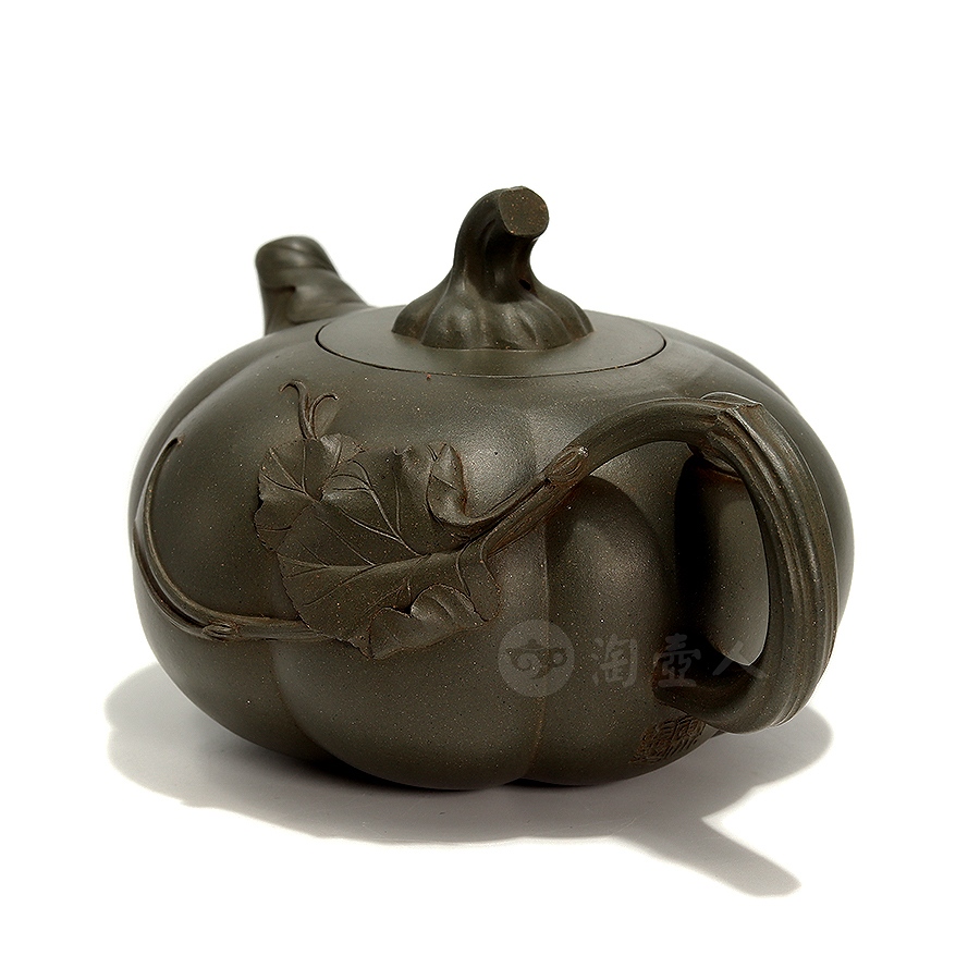 全手绿扁南瓜壶(汪寅仙监制)