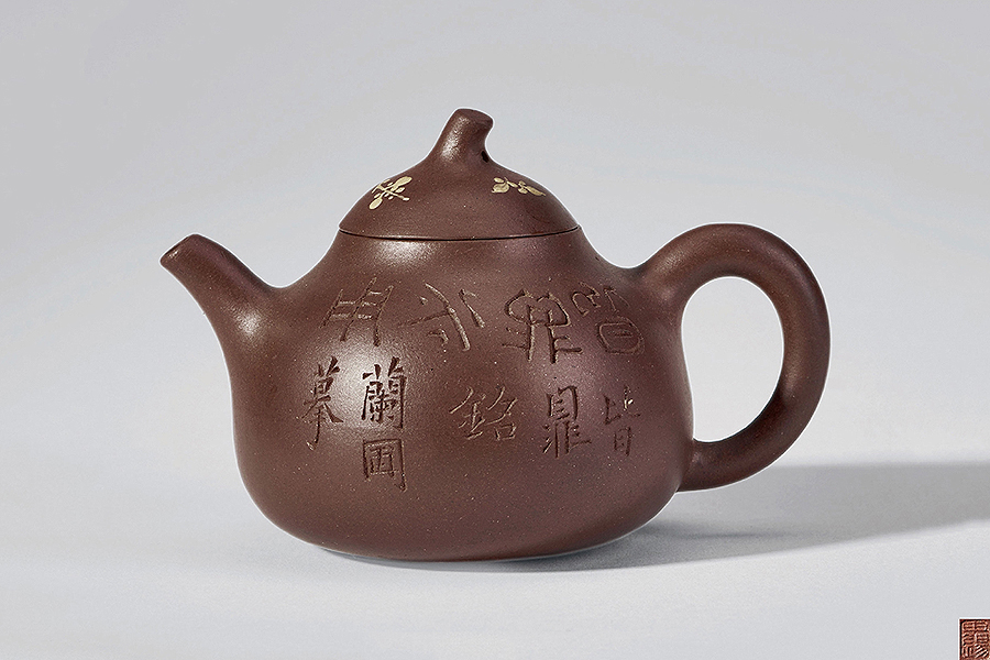 泥绘花卉匏瓜壶