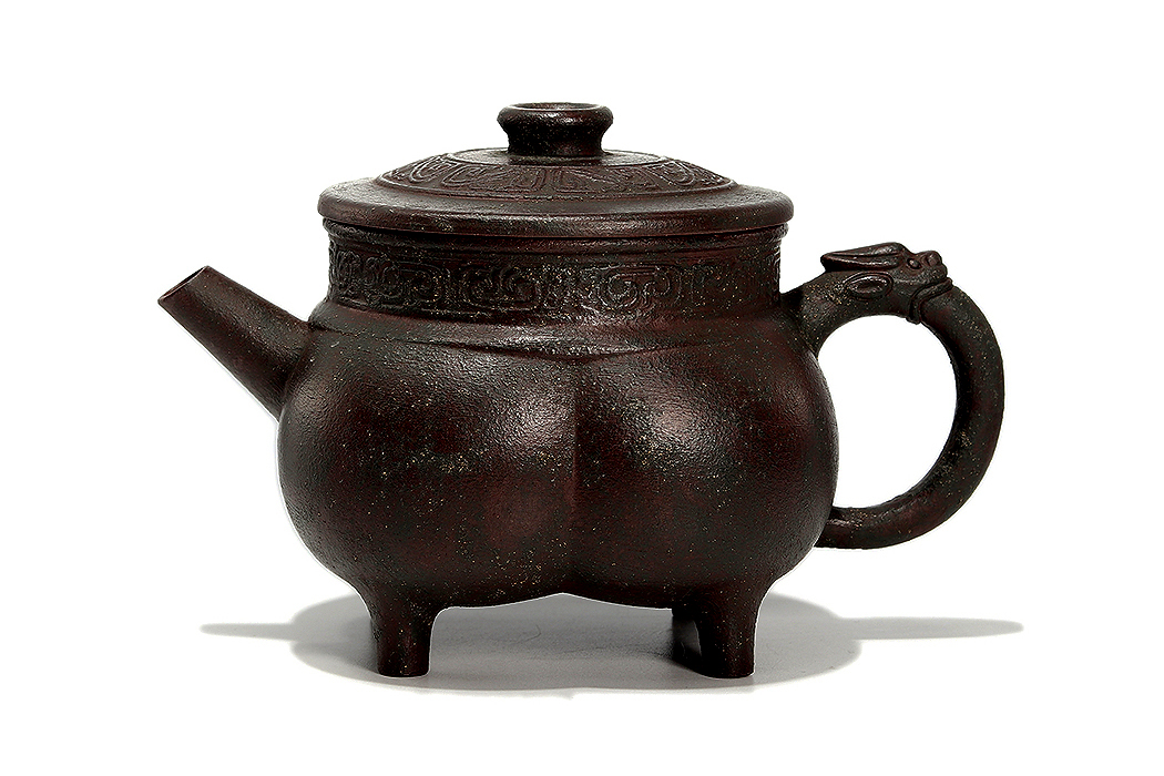 衍古造器制夔龙纹仿青铜紫砂壶