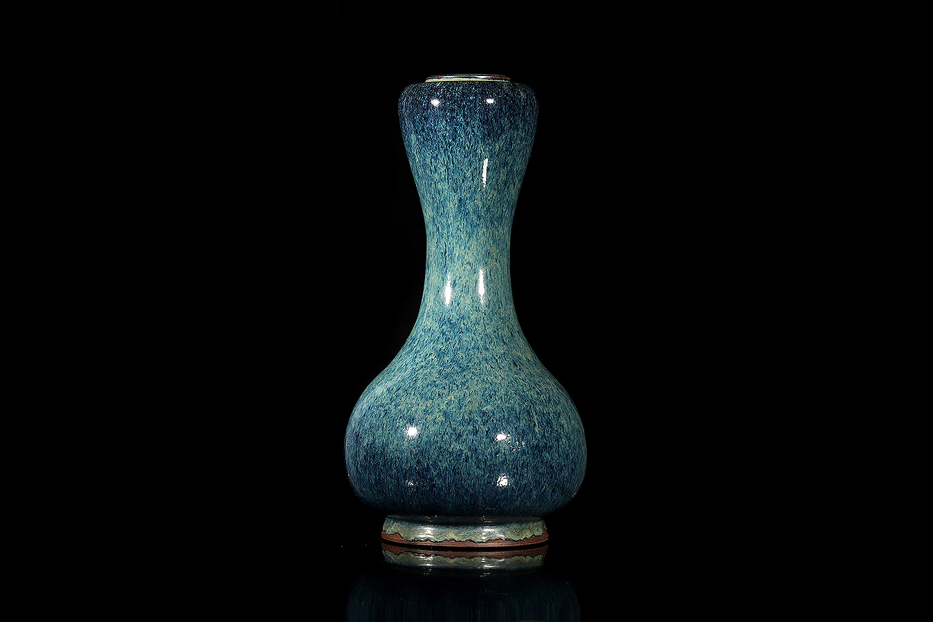 清中·炉钧釉蒜头瓶(紫砂胎)