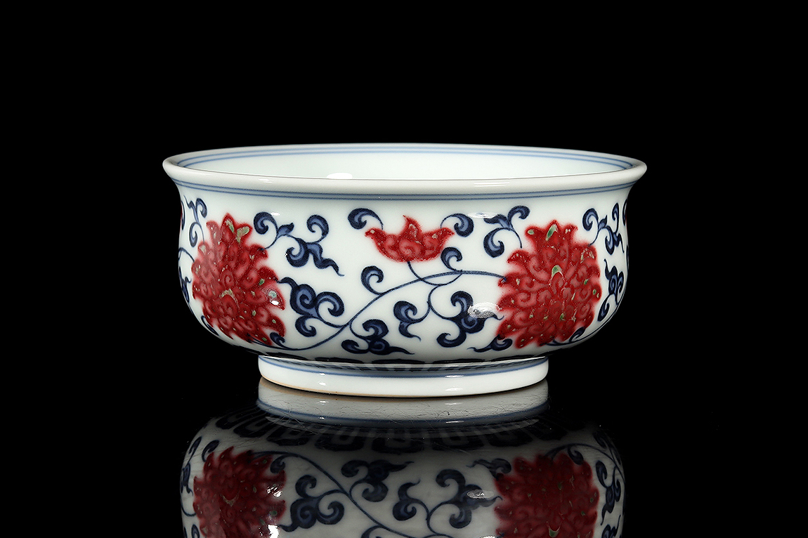 炉式杯·青花釉里红缠枝莲