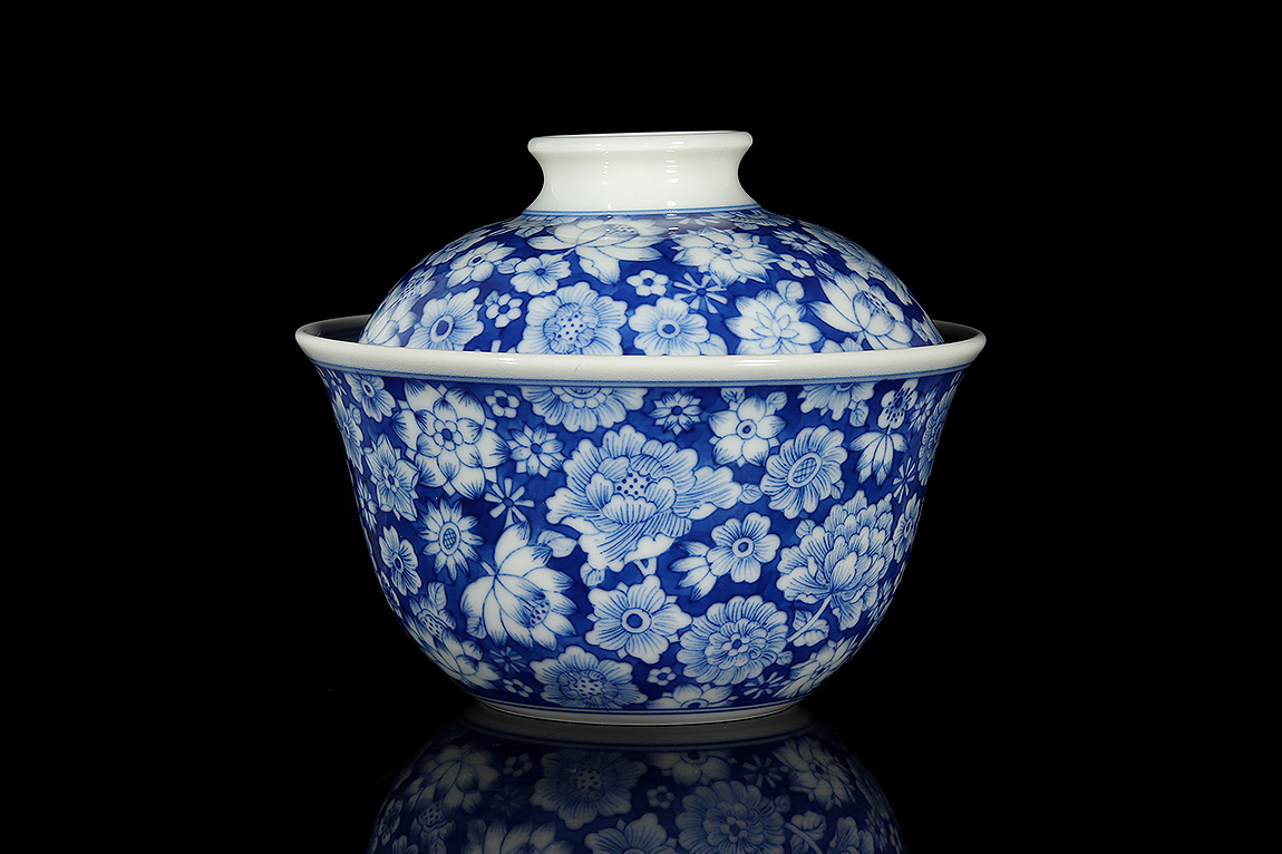 万花锦簇二才盖碗