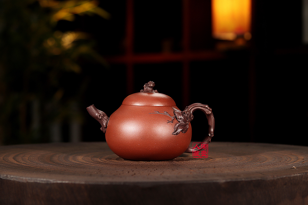 严强制紫砂壶《全手茄段》